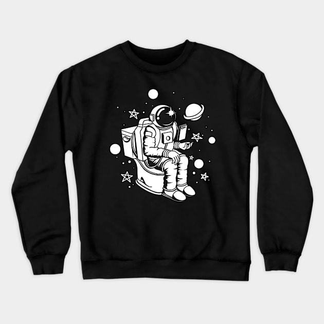 Poopin Astronaut Boldly Go Funny Space Gift Crewneck Sweatshirt by atomguy